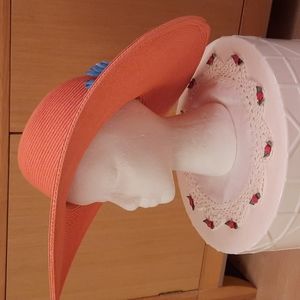 San Diego Hat Co. Orange Paper/Poly Hat w/ Flower.